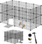 Eugad Puppyren 142x72x72 cm - Opvouwbare Metalen Dierenren - Stevige Panelen met Deur - Zwart/Metaal