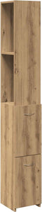 vidaXL - Badkamerkast - 25x25x170 - cm - bewerkt - hout - artisanaal - eikenkleurig