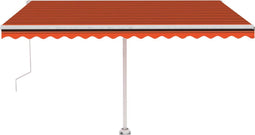 vidaXL - Luifel - automatisch - met - LED - windsensor - 450x350 - cm - oranje - bruin