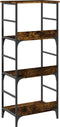 vidaXL - Boekenrek - 50x33x117,5 - cm - bewerkt - hout - gerookt - eikenkleurig