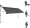 vidaXL - Luifel - handmatig - uitschuifbaar - met - LED - 350 - cm - antracietkleurig