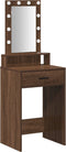 vidaXL - Kaptafel - met - LED - Verlichting - Bruin - Eiken - 50x41x140 - cm