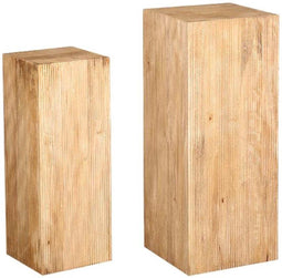 PTMD Reik Natural Mango Wood Ribbed Pedestal SV2