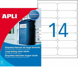 Stickers/etiketten Apli Wit 20 Lakens 99,1 x 38,1 mm