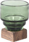 PTMD Fester Vaas Op Voet - H11 x Ø9,5 cm - Glas/hout - Groen