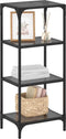vidaXL - Opbergrek - met - zwart - glazen - blad - 40x30x95 - cm - staal