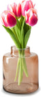 Jodeco Bloemenvaas Willem - transparant beige glas - 19 x 17 cm - fles vorm vaas