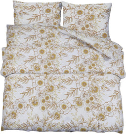 vidaXL - Dekbedovertrekset - 260x220 - cm - katoen - wit - en - bruin