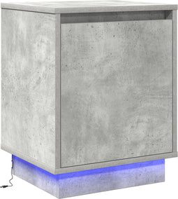 vidaXL - Nachtkastje - met - LED-verlichting - Betongrijs - 39x34,5x50 - cm