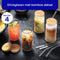 Malmoo Drinkglazen - Set van 4 - 450mL - Inclusief bamboe deksels en herbruikbare rietjes (4 stuks)
