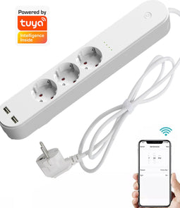 Denver Slimme Stekker met Energiemeter - Randaarde - Tijdschakelaar - Smart plug - TUYA - Werkt met Amazon Alexa en Google Home - WiFi - Voor iOS en Android - SHP310U