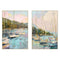 Schilderij Home ESPRIT Blauw Groen Grijs Roze Jacht Mediterrane (2 Stuks)
