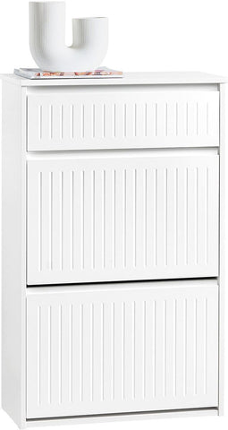 SoBuy FSR165-W - Schoenenkast - 2 Flapdeuren en Lade - Wit