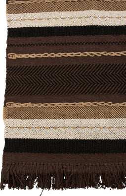 J-Line plaid Etnic - katoen - bruin/zwart/beige - 90 x 150 cm