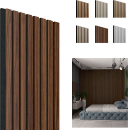 Perel Akoestisch wandpaneel - 1250 x 300mm - Geluidsabsorberend - Donker Walnoot (set van 4)
