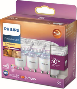Philips LED Spot - GU10 - Dimbaar warmwit licht - 3.8 W - 345 lm - 2700 K - (3 stuks)