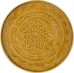 J-Line plateau Rond Klassiek - ijzer - oker - small