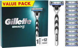Gillette - Mach 3 - Voordeelverpakking - 12 Scheermesjes - 1 Houder - 13 Delig