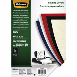 Fellowes Dekbladen leatherlook FSC A4 - blauw