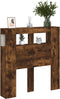 Hoofdeinde met LED 100x18,5x103,5 cm bewerkt hout gerookt eiken
