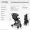 tectake® Buggy Kinderwagen Finn - Lichtgewicht plooibuggy - Inklapbaar - Zonwerend - Draagkracht 15kg - Antraciet