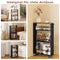 Woltu Keukentrolley - Houten Keukenrek met 3 Niveaus en Wielen - Vintage Bruin Zwart - 47 x 80 x 13 cm