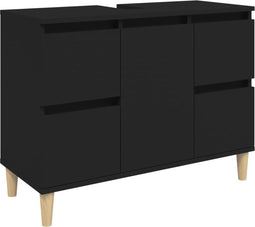 vidaXL - Wastafelkast - 80x33x60 - cm - bewerkt - hout - zwart