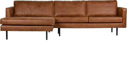 BePureHome Rodeo Chaise Longue Links - Leer - Cognac - 85x300x86