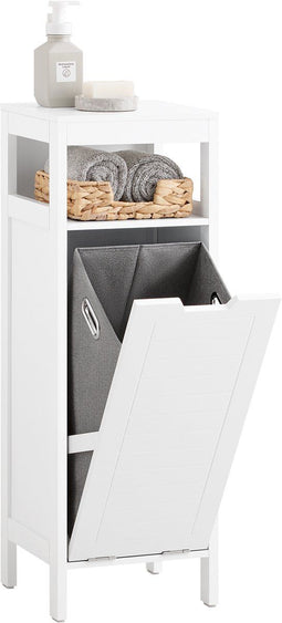 SoBuy BZR122-W - Badkamerkast - Lage Kast met Wasmand - Wit