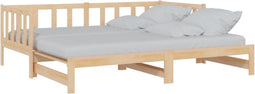 vidaXL - Slaapbank - met - onderschuifbed - 90x200 - cm - massief - grenenhout