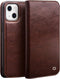 Qialino - lederen luxe bookcase hoes - Geschikt voor iPhone 13 - Bruin