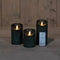 Annas collection - 3ST KAARS ANTIEK GROEN WAX RUSTIEK BEWEGENDE VLAM 7,5X10/12,5/15CM AFSTANDSBE...