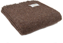 Plaid Coffee Diagonaal Gestreept Weefpatroon - 50% Recycled wol - 150x183cm - Tweedmill UK