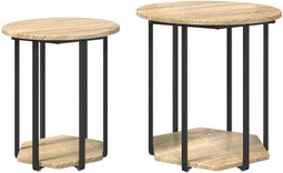 vidaXL - Bijzettafeltjes - 2 - stuks - Sonoma - Eiken - Geengineerd - Hout - en - Metaal