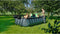 EXIT Wood zwembad 540x250x122cm met zandfilterpomp - bruin