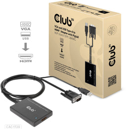 Club 3D CAC-1720 - VGA en USB Type-A naar HDMI Adapter - 0.6m - Zwart