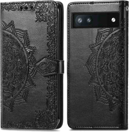 imoshion Hoesje Geschikt voor Google Pixel 6a Hoesje Met Pasjeshouder - imoshion Mandala Bookcase - Zwart
