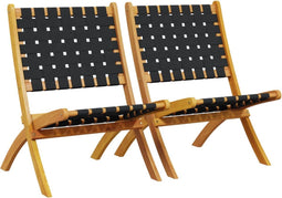 vidaXL - Tuinstoelen - 2 - st - inklapbaar - massief - acaciahout - en - stof - zwart