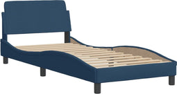 vidaXL - Bedframe - met - hoofdeinde - zonder - matras - 90x200 - cm - stof - blauw