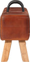 vidaXL - Gymbok - 110 - cm - echt - leer - bruin