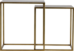 WOOOD Ziva Bijzettafels - Metaal - Antique Brass - Set van 2