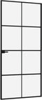 vidaXL - Binnendeur - 93x201,5 - cm - gehard - glas - en - aluminium - smal - zwart