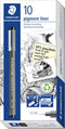 STAEDTLER pigment liner - fineliner - zwart - 0.1 mm - 10 stuks