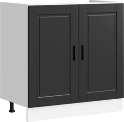 vidaXL - Spoelbakonderkast - Porto - 80x46x81,5 - cm - bewerkt - hout - zwart