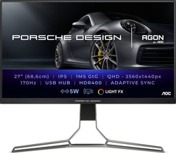 AOC Porsche PD27S LED display 68,6 cm (27") 2560 x 1440 Pixels Quad HD LCD Zwart, Grijs
