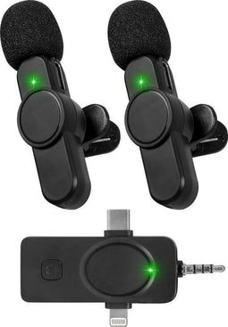 Nuvance Draadloze Microfoon - 3-in-1 Ontvanger - Helder Geluid (2 stuks)