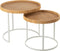 J-Line bijzettafel Mysterie - metaal - wit/naturel - set van 2