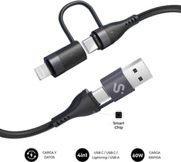 SUBBLIM SUBCAB-4IN101 USB-kabel USB 2.0 1 m USB C Zwart