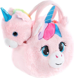 Eenhoorn Knuffel in Handtas Pluche Wit, 20cm