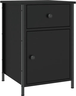 vidaXL - Nachtkastje - 40x42x60 - cm - bewerkt - hout - zwart